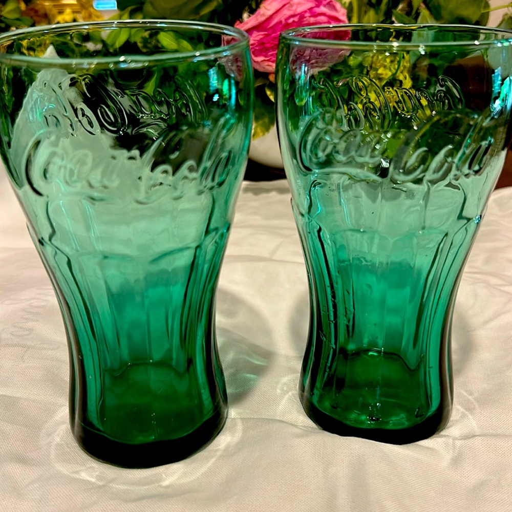 Vintage Coca-Cola Green 16oz Glass Coke Embossed
